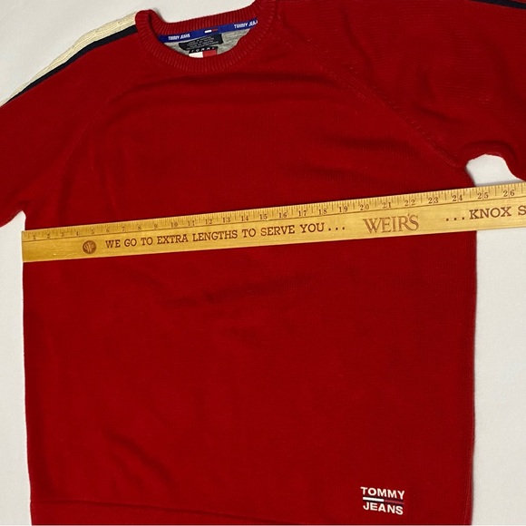 Vintage Tommy Jeans Sweater XL Red Blue White Mens Pullover Cotton - Picture 6 of 7